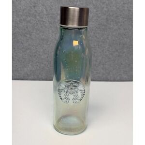 Starbucks Glass Water Bottle Iridescent Blue Green 20 oz